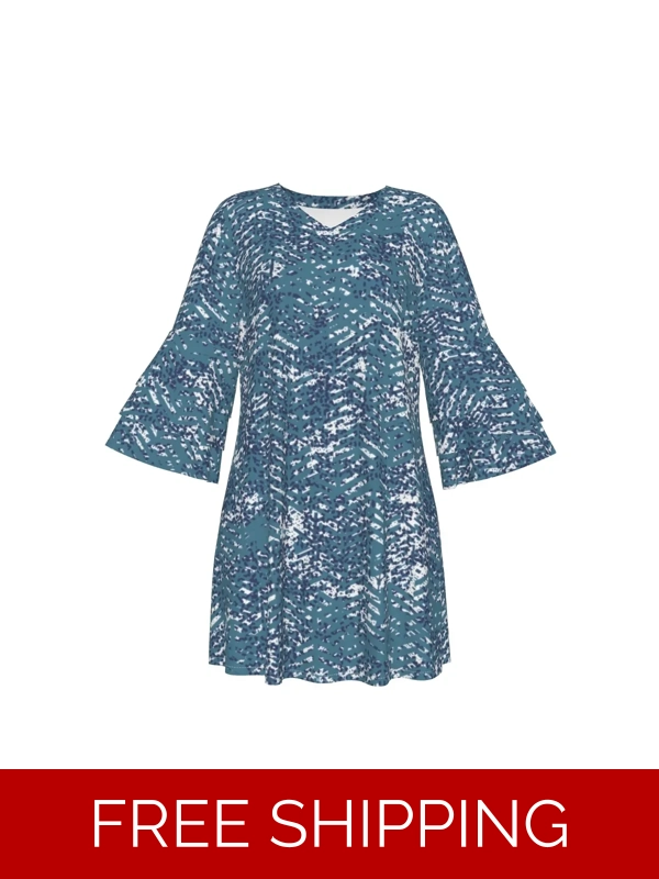 Motiff Stacked Ruffle Sleeve Dress